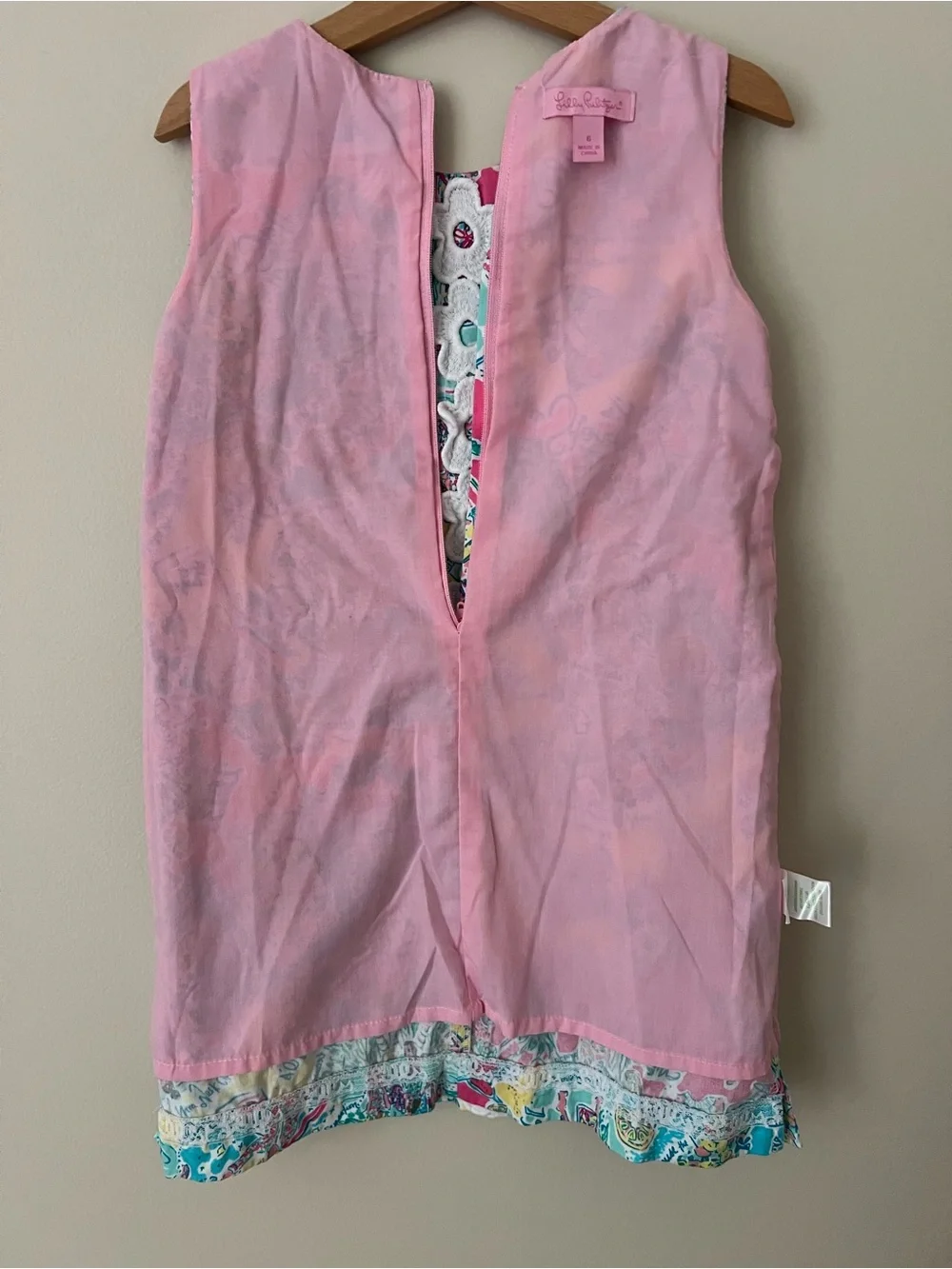 Lilly Pulitzer | Girls' Tropical Print Shift Dress Turquoise Pink Yellow Sz 6 - Picture 10 of 12